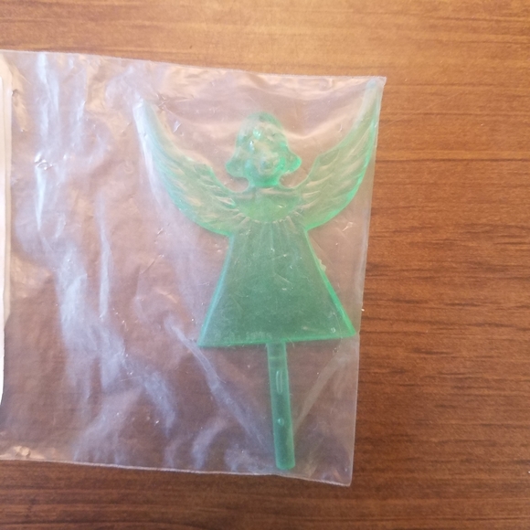 Vintage Ceramic Christmas Tree Topper Green Angel Bell Ceramics. NOS. - Picture 5 of 5